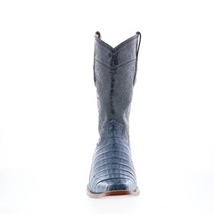 Los Altos Square Toe Caiman Belly Boot Mens Blue Wide Cowboy Western Boots