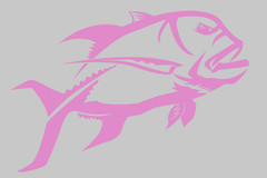 Handmade Fishing Vinyl Decal – Ulua / Giant Trevally 5 x 3.5″, 9 Color Choices!