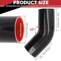 45 Degree Elbow 2 1/2inch(63mm) Coupler Silicone Hose 4-Ply 45° 2.5in