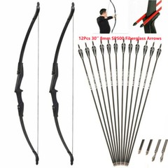 57 inch Right Left Hand Takedown Recurve Bow OR 12Pcs Arrows Set Archery Hunting