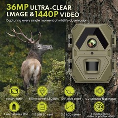 Mini Trail Camera 1440P 36MP,Game Camera with Night Vision 0.2s Trigger Time …