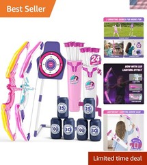 2 Pack Bow and Arrow for Kids 4-6, LED Light Up Archery Set with 24 Suction C…