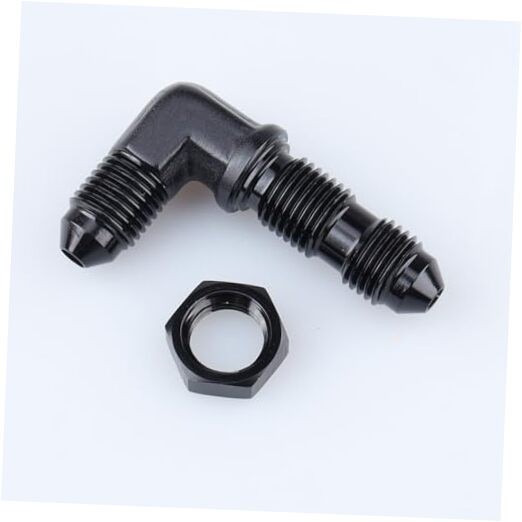 -3 AN Male Flare 90 Degree Bulkhead Fitting Adapter Aluminum 3AN Black 90