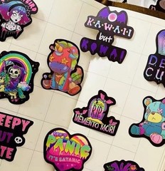 30Pcs Random Cute Creepy Gothic Pastel Skull Skeleton Waterproof Stickers