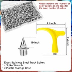 1/4 Inch Track Spikes, 130pcs Stainless Steel Pyramid Shoe Spikes with Spike