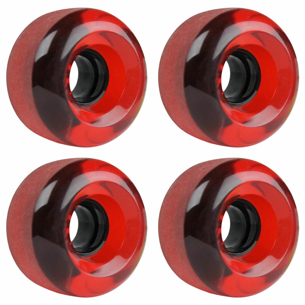 LONGBOARD CRUISER WHEELS SET 62mm x 38mm 83A 186C Red Clear