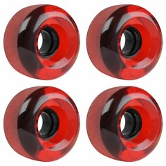 LONGBOARD CRUISER WHEELS SET 62mm x 38mm 83A 186C Red Clear