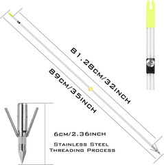 6 PK 32Inch Bowfishing Arrows Luminous with Broadheads & Safty Slides