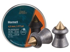 H&N Hornet 225 Count BRASS POINTED 4.5mm .177 Caliber Pellets MADE IN GERMANY