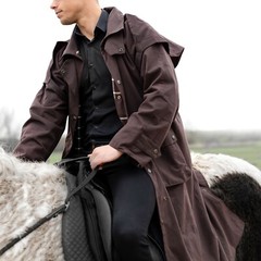 Premium Unisex Western Long Duster Oilskin Jacket Waterproof Coat Free Shipping