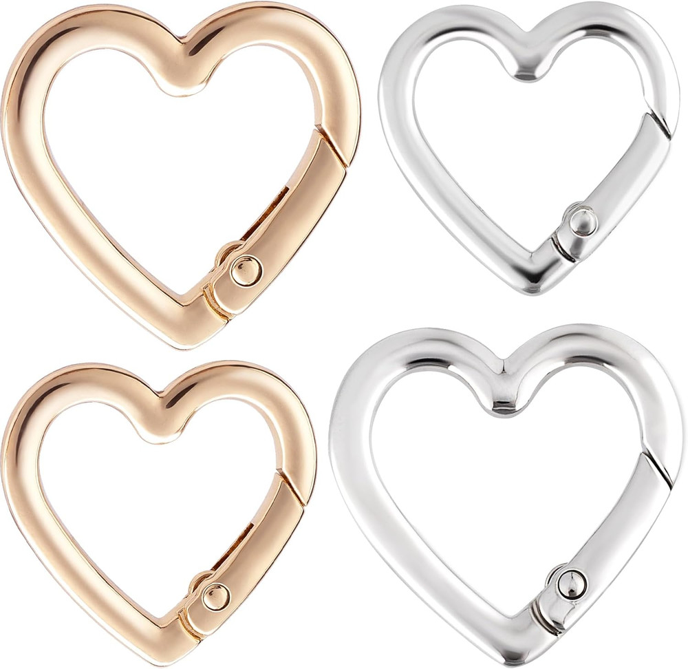 Keychain Clip, Zinc Alloy Heavy Duty Heart Carabiner, Spring Snap Clasp Hook for