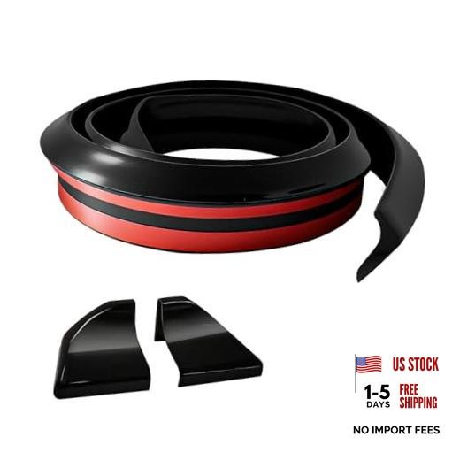 Car Rear Spoiler Roof Lip Kit, Carbon Fiber 3D Rubber Trunk Glossy Black