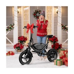 Electric Bike with Basket, 14″ Folding Ebike 22 MPH, 35 Miles Range, Dual Sus…