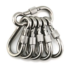 6Pcs 1/4″ Heavy Duty Locking Carabiner Clips Stainless Steel Outdoor Marine