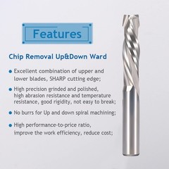 Spiral Router Bits Up Down CNC Compression Bit 1/4 inch Shank &Cutting Diamet…
