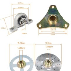 44″ 32″29″ Go Kart Rear Live Axle Kit, Sprocket & Hub + Brake Assembly + Chain