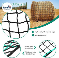 Round Bale Hay Net for Horses,5X5 Feet Knotless Slow Feed Hay Net Feeder for Liv