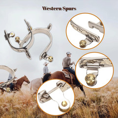 2Pcs Western Cowboy Spurs, Stainless Steel Western Spurs, Men Women Horse Spurs,