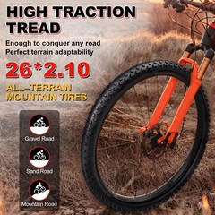 WHEELO Mountain Bike Tires Set: 2-Pack 26×2.1 Inch Folding Replacement Bicycl…