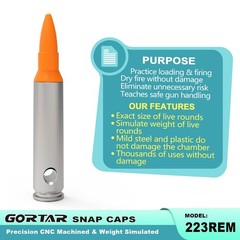GORTAR 223rem Snap Caps Training Dummy Rounds Practice Safe Silvery & Orange