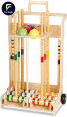 6 Player Croquet Set for Adults & Family with Rolling Wooden Stand 28″ Rubber