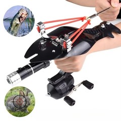 Black Fishing Slingshot Set for Outdoor Hunting Versatile Slingshot w/ Stainless