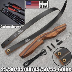 25-60lbs Archery Takedown Recurve Bow Wooden Riser Hunting Arrows Adult Shooting