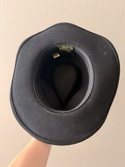 Scala Classico Black 100% Wool Felt Fedora Hat Medium Genuine Leather Band