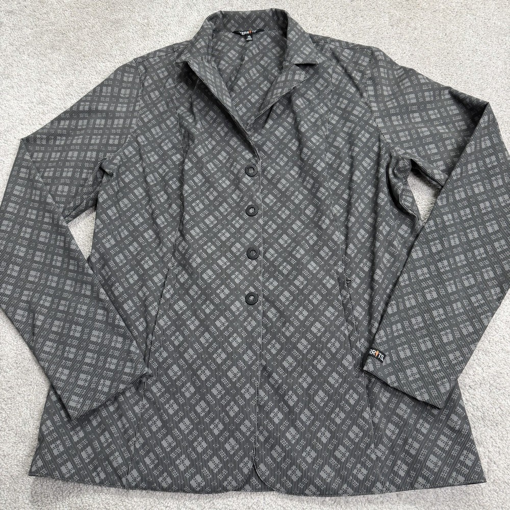 Kerrits Jacket Womens XL Stretch Competitor Show Coat Gray Geometric Zip Pockets
