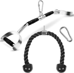 Yes4ALL Tricep Press Down Cable Machine Attachment Set, LAT Pulldown Attachment