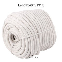 Braided Cotton Rope 131 Feet 1/2 Inch Natural Durable for Crafting DIY Projects