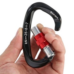 25KN Screw Locking D-Shape Carabiner, Heavy Duty Climbing Clip for Tree Rigging