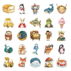 25Pcs Random Cute Fairy Tale Cartoon Animal Fairytale Graffiti Stickers