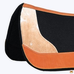 87HS Hilason Western Wool Felt Horse Saddle Pad W/ Cowhide Leather – Black