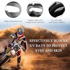 Yourkar Dirt Bike Goggles, Windproof ATV Off-Road Goggle, Black-transparent