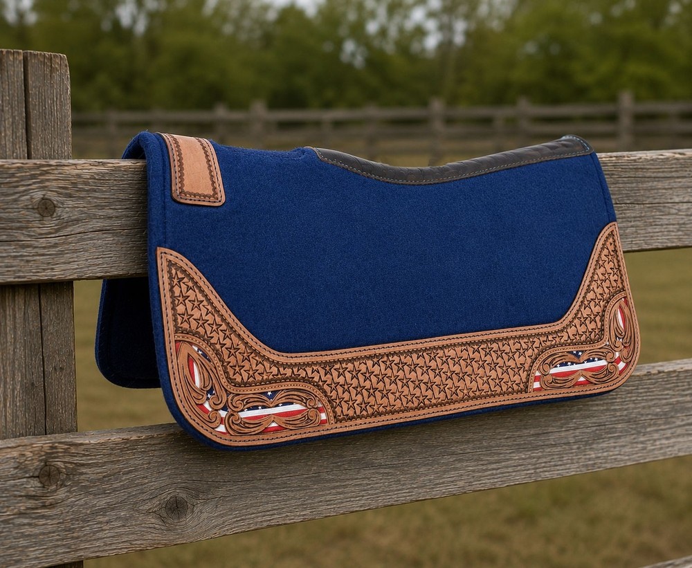 Western Saddle Pad – Navy Blue Felt – Americana by Tough 1- 31″x32″x1