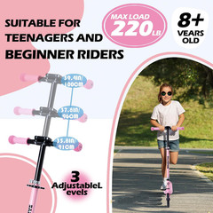 Kick Scooter for Kids Ages 6+, Teens & Adults, Adjustable Handlebars, Rear Brake