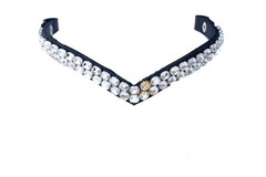Classic Double-Row High-Shine Clear Rhinestones Crystal Browband Horse V-Shaped