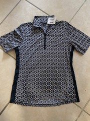 Kerrits Women’s Short Sleeve 1/4 Zip Equestrian Top Shirt Black/White Print
