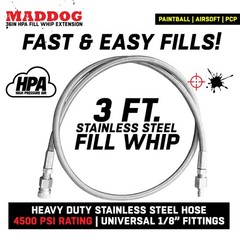 CLEARANCE Maddog Paintball Fill Whip Hose Extension 36″ Stainless Steel 4500 PSI