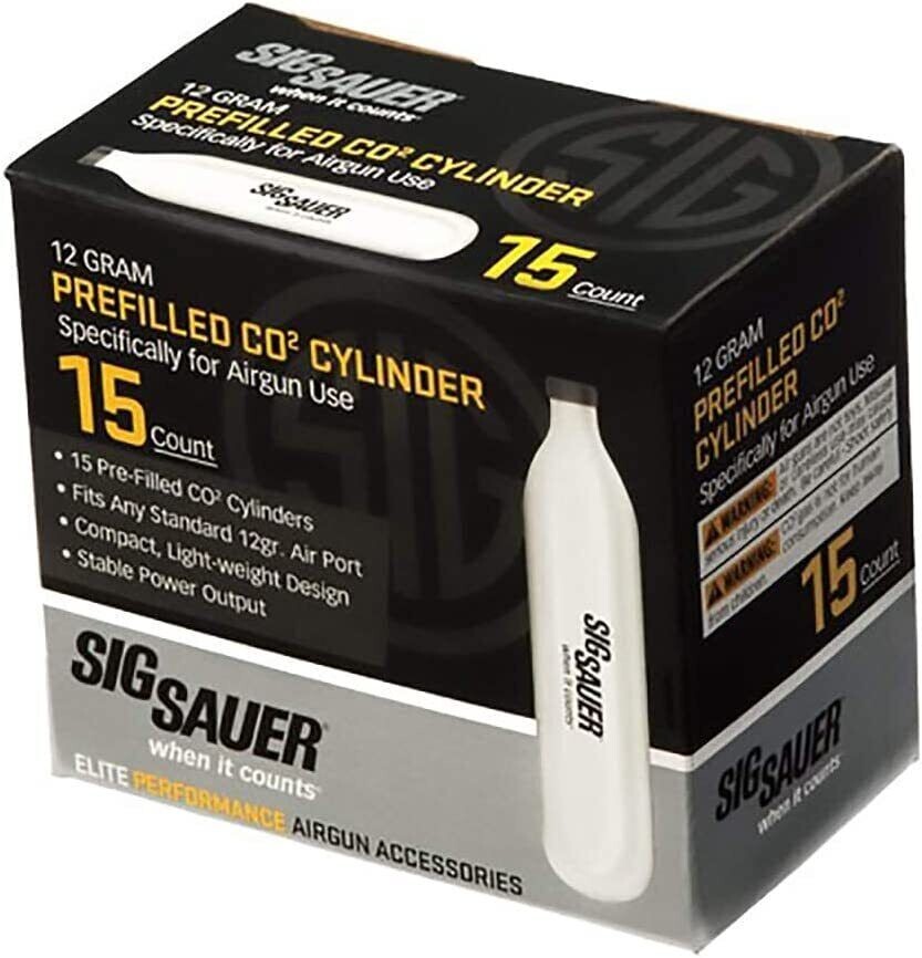 Sig Sauer AC-12-15 CO2 12 Gram Cylinders for Airguns Pack of 15