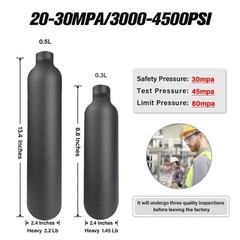Aluminum PCP Air Bottle 30MPa Explosion Proof M18*1.5 Tank 4500PSI