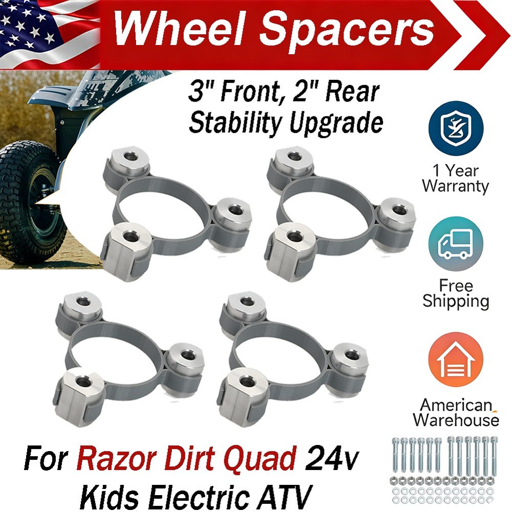 Wheel Spacers Kit For Razor Dirt Quad 24v 36v ATV Wide Stance 3″ Front, 2″ Rear