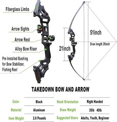 Archery Bows for Adults, Takedown Aluminum Alloy Riser Bow and Arrow Set for …