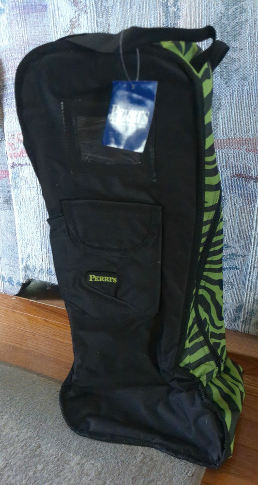 NEW PERRI’S DELUXE TALL ENGLISH BOOT BAG 25» FLEECE LINED , LIME GREEN ZEBRA