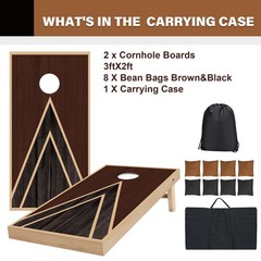 Cornhole Boards Set Regulation Size 4×2/3x2ft 2 Boards 8 Bean Bags Outdoor Game