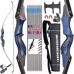 Hunting 60″ Takedown Recurve Bow for RH Wooden Riser 25-50lbs Archery Arrows