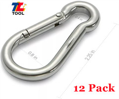 12 × Spring Snap Hook Carabiner Clips, Set Of 12 264 Lbs 304 Stainless Steel