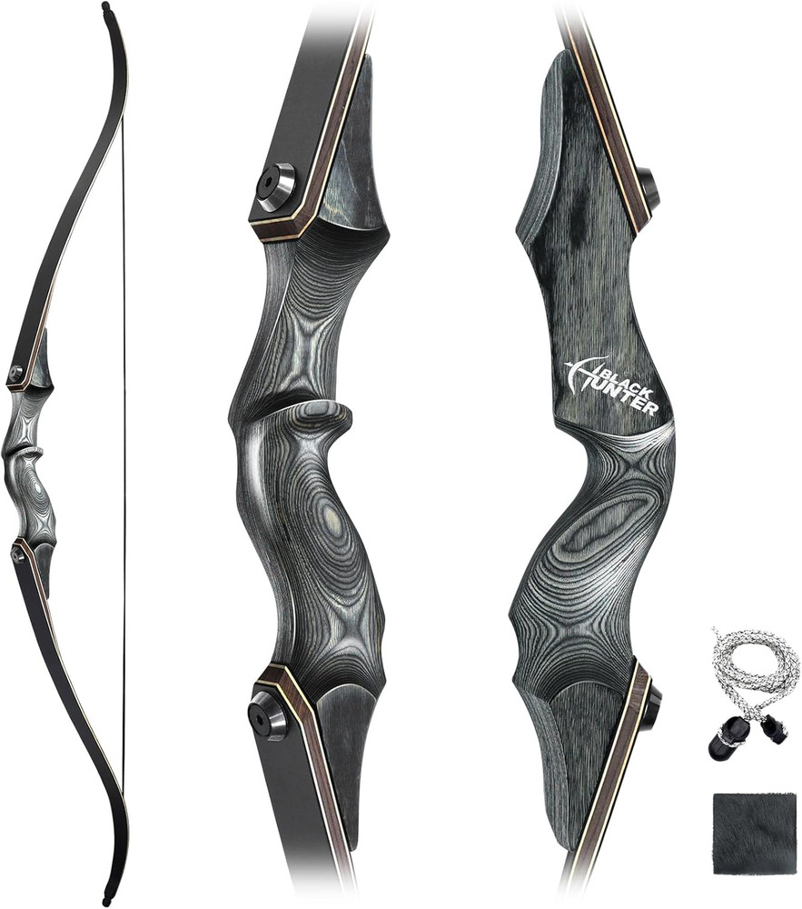 Black Hunter 60″ Takedown Recurve Bow – Bamboo Core for Archery & Hunting
