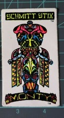 Schmitt Stix Monty Nolder vintage 1986 Totem skateboard NOS sticker x 2